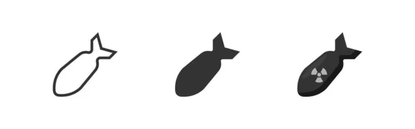 Air Bomb Icon Nuclear Atom Bomb War Black Sign Simbol — Vector de stock