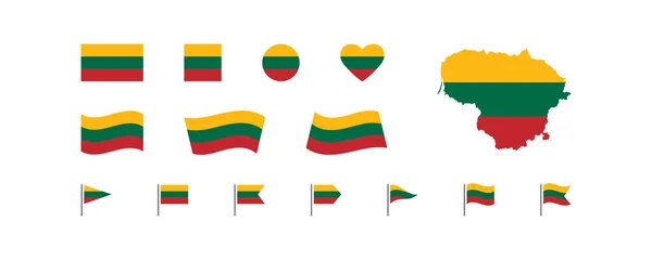 Bandera Lituania Set Icon Colección Botones Mapa Lituano Banderas Nacionales — Archivo Imágenes Vectoriales