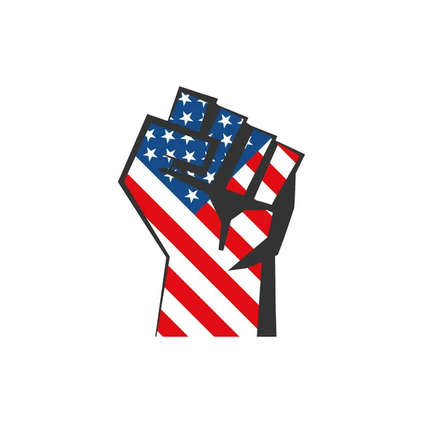 Human Fist Usa Flag American Power Sign Simbol United States — Vetor de Stock