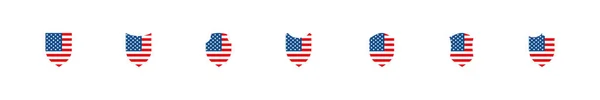 Shield Flag Usa Flat Icon Patriotic American Badges Holidays Vector — Wektor stockowy