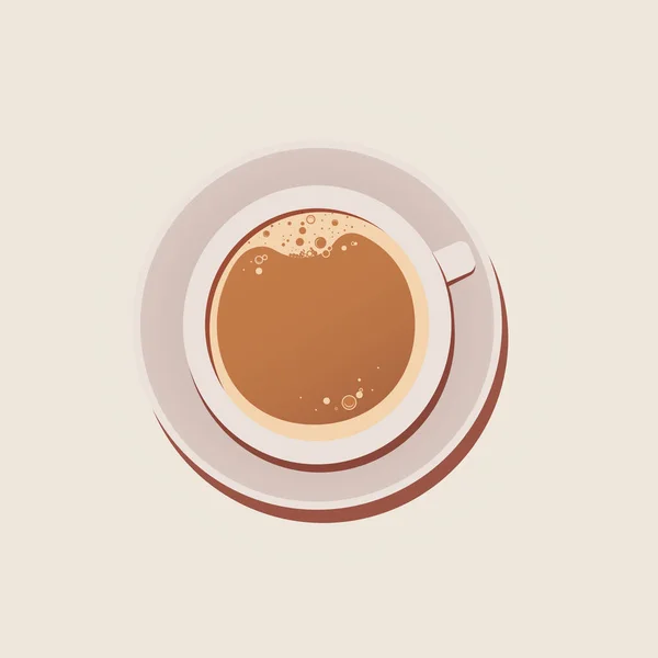 Une Tasse Café Dans Une Assiette Latte Avec Mousse Vue — Image vectorielle