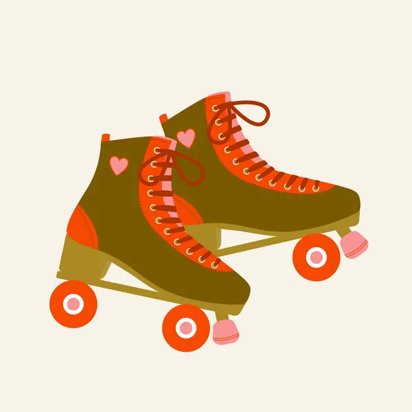 Leuke Retro Rolschaatsen Vector Illustratie Stijl Van Jaren — Stockvector