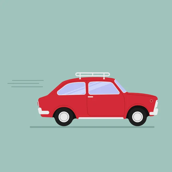 Red Car Move Flat Cartoon Style Vector Illustration — Stock Vector