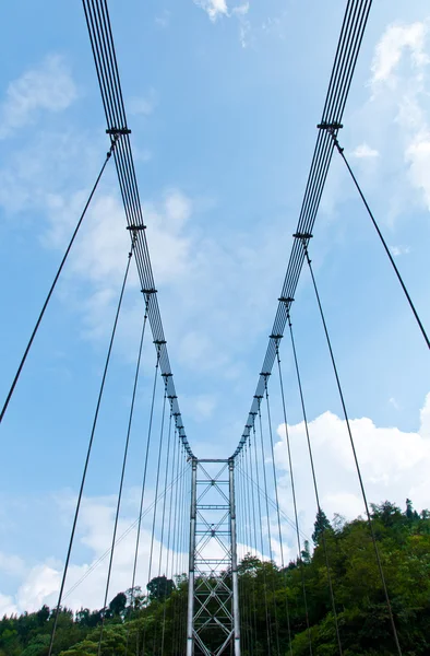 Kék ég Pelling kötél híd — Stock Fotó
