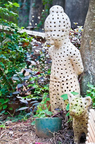 The white pottery with spot in child and dog design in Thai styl — Stock Photo, Image