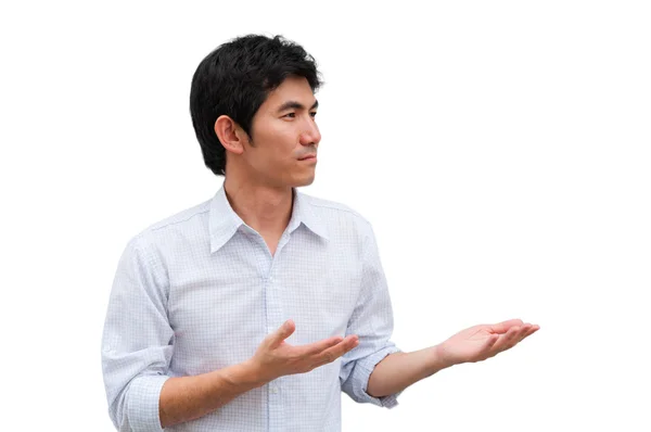 Asyalı bir adam mevcut ürün olarak ellerini kaldır