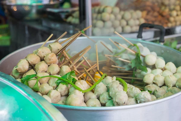 The steam meat ball with stick for sell in Thai style — Stock Photo, Image