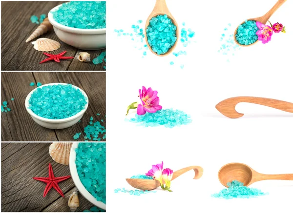 Sea salt collage — Stock Photo, Image