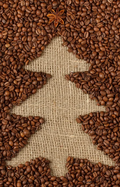 Coffee Christmas tree with anise star on top. — Stock Photo, Image