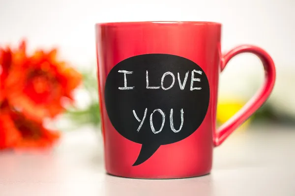 Puchar z kocham ci znak — Zdjęcie stockowe
