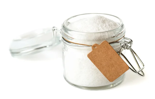 Jar with paper tag — Stock Photo, Image