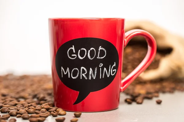 Good morning sign on cup — Stock Photo, Image
