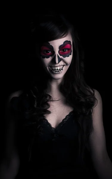 Young woman with sugar skull — Stock Photo, Image