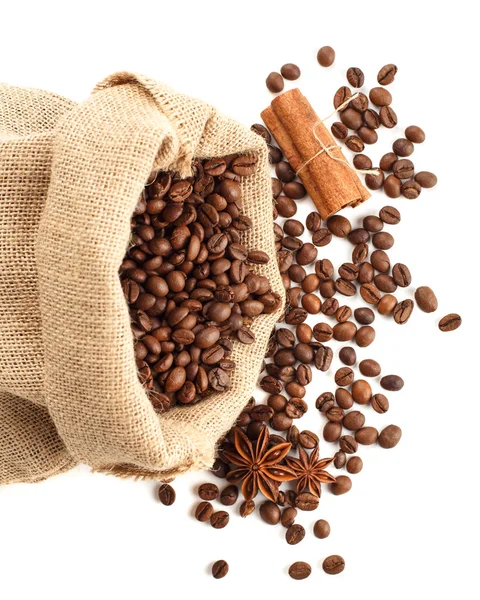 Kahve çekirdekleri, tarçın, anason — Stok fotoğraf