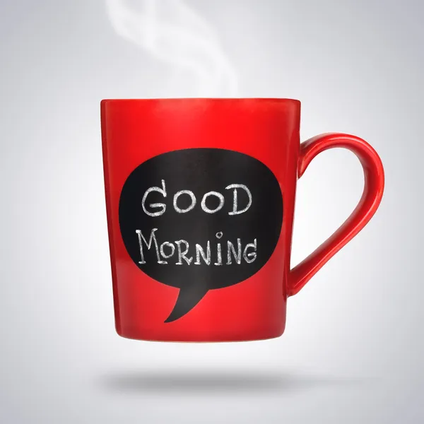 Copo com bom sinal da manhã — Fotografia de Stock