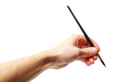 görüntü üzerinde beyaz backgro izole boya fırçası tutan eller