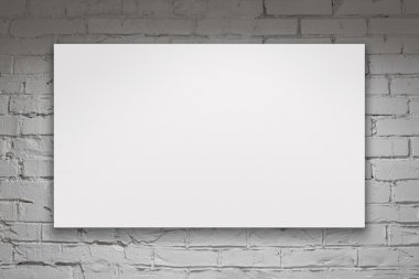boş billboard beyaz tuğla duvarın üzerinden görüntü