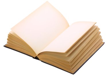 Açık kitap üzerine beyaz izole görüntüsü