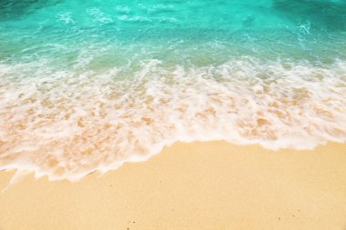 Dalga yumuşak kumlu plajda çalışan