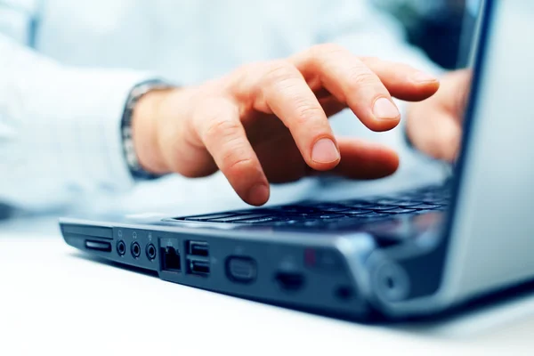 Closeup of typing male hands — Stock Photo, Image