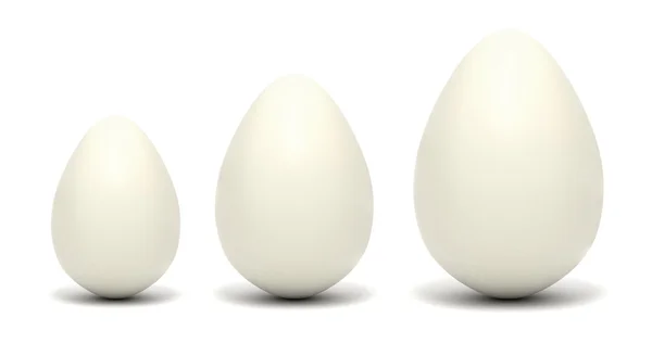 Image of 3 eggs over white — Stock Photo, Image