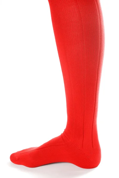 Röd strumpa över vita — Stockfoto