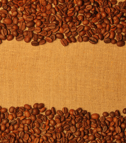 Coffee grains background with copy space