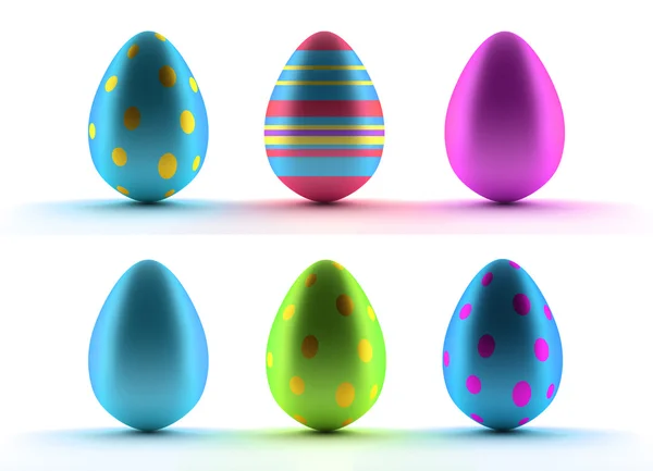 Εικόνα των έξι Πασχαλινά αυγά πάνω από λευκό — Φωτογραφία Αρχείου