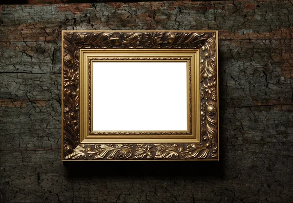 Image of antique picture frame on old wood texture — Stock Photo, Image