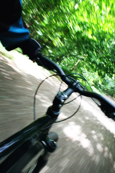 Mountainbike fahren im Wald — Stockfoto