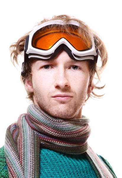 Snowboarder portrait isolated over white — Stock Photo, Image