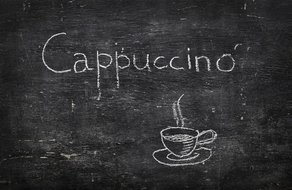 Tebeşir kara tahta üzerinde: Cappuccino — Stok fotoğraf