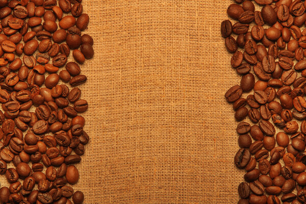 Coffee grains background with copy space