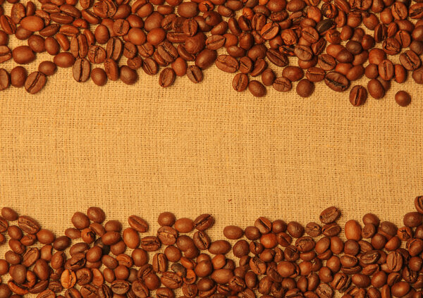 Coffee grains background with copy space