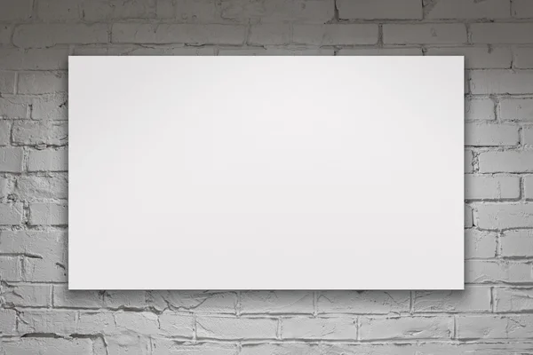 boş billboard beyaz tuğla duvarın üzerinden görüntü
