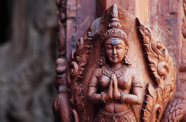 Wooden Sculpture in Sanctuary of Truth. Pattaya, Thailand — Stock Photo, Image