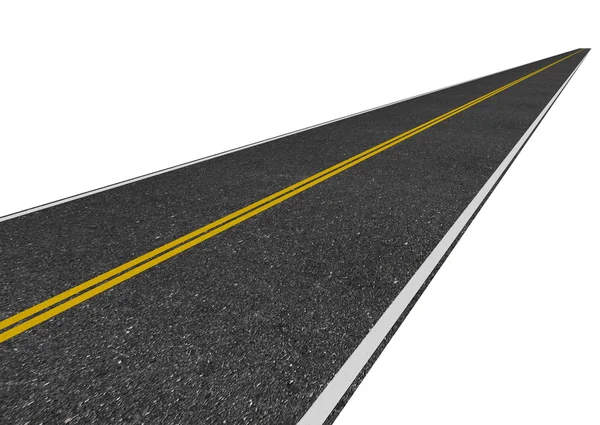 Bild einer langen geraden Straße isoliert auf weiß — Stockfoto