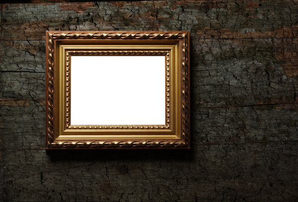 Image of antique picture frame on old wood texture