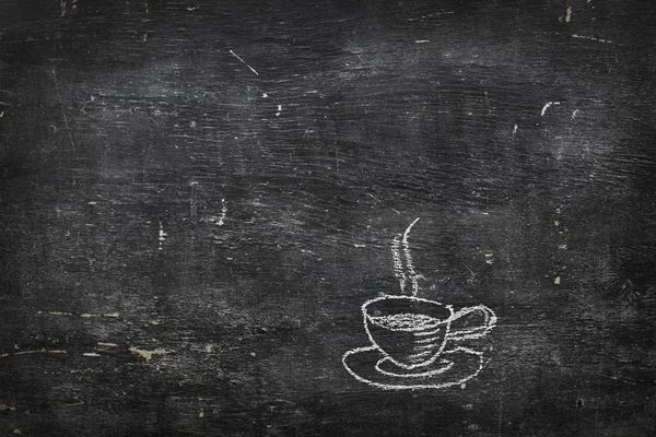 Chalk on black board: cup of tea of coffee — Stock Photo, Image