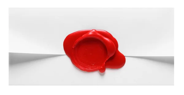 White envelope with red wax stamp — Stock Photo, Image