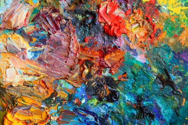 Image de fond de la palette de peinture à l'huile brillante gros plan — Photo