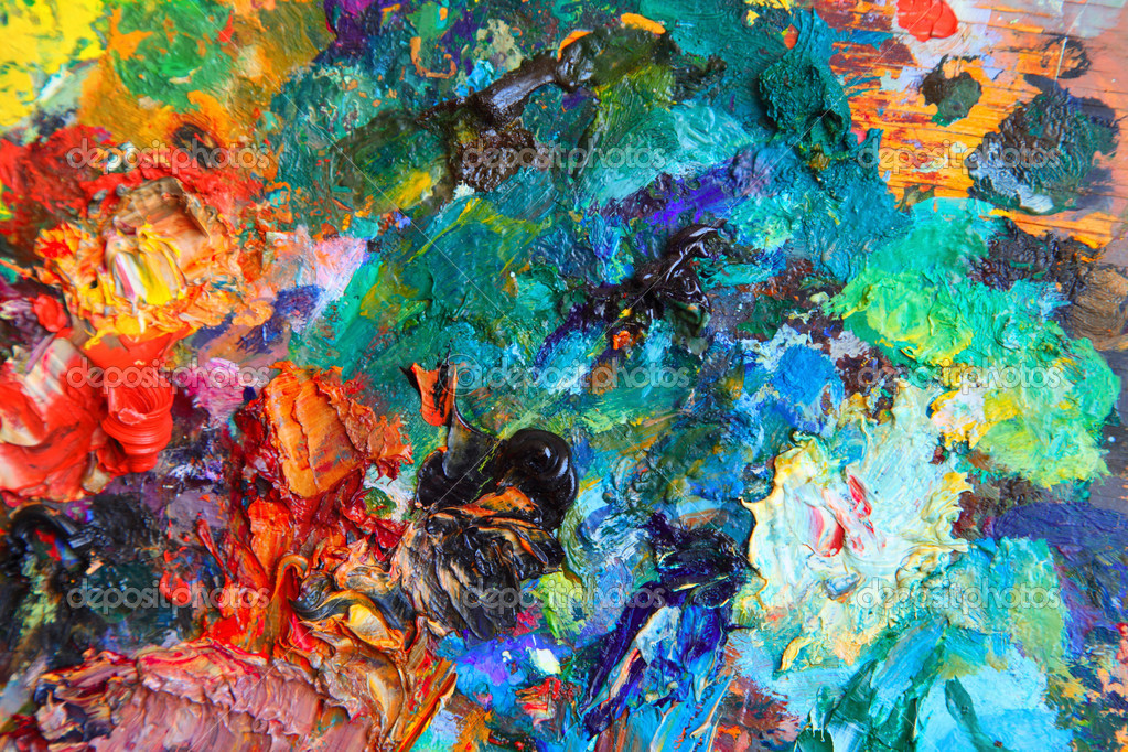 Colorful Palette Oil Painting Stock Photo, Picture and Royalty Free Image.  Image 81551631.
