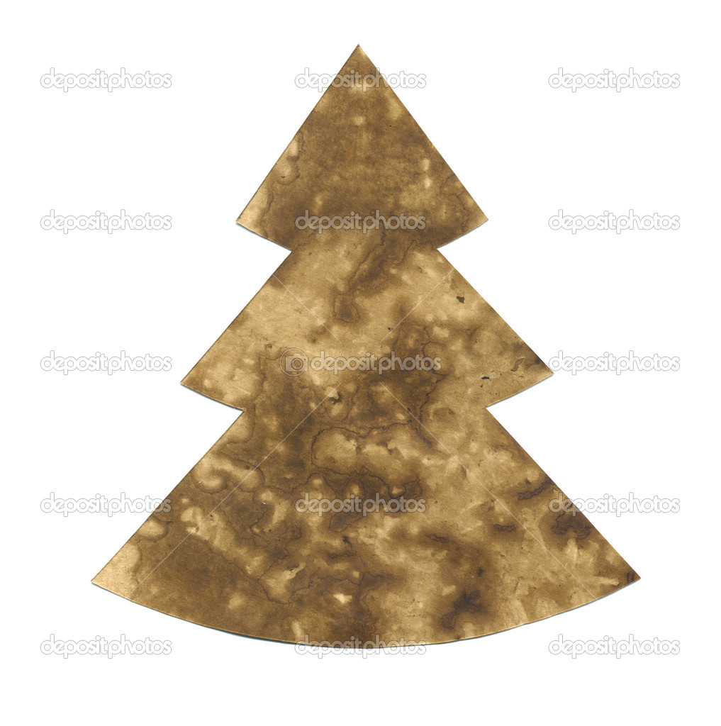 Vintage christmass tree isolated on white