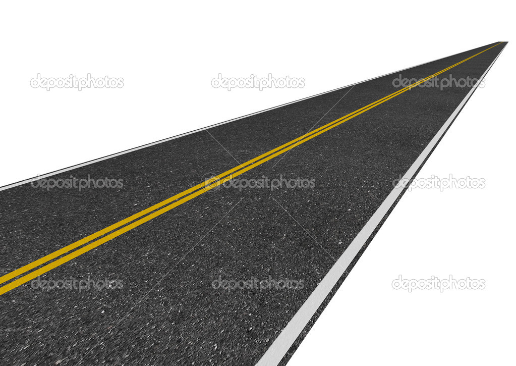 image of a long straight road isolated on white