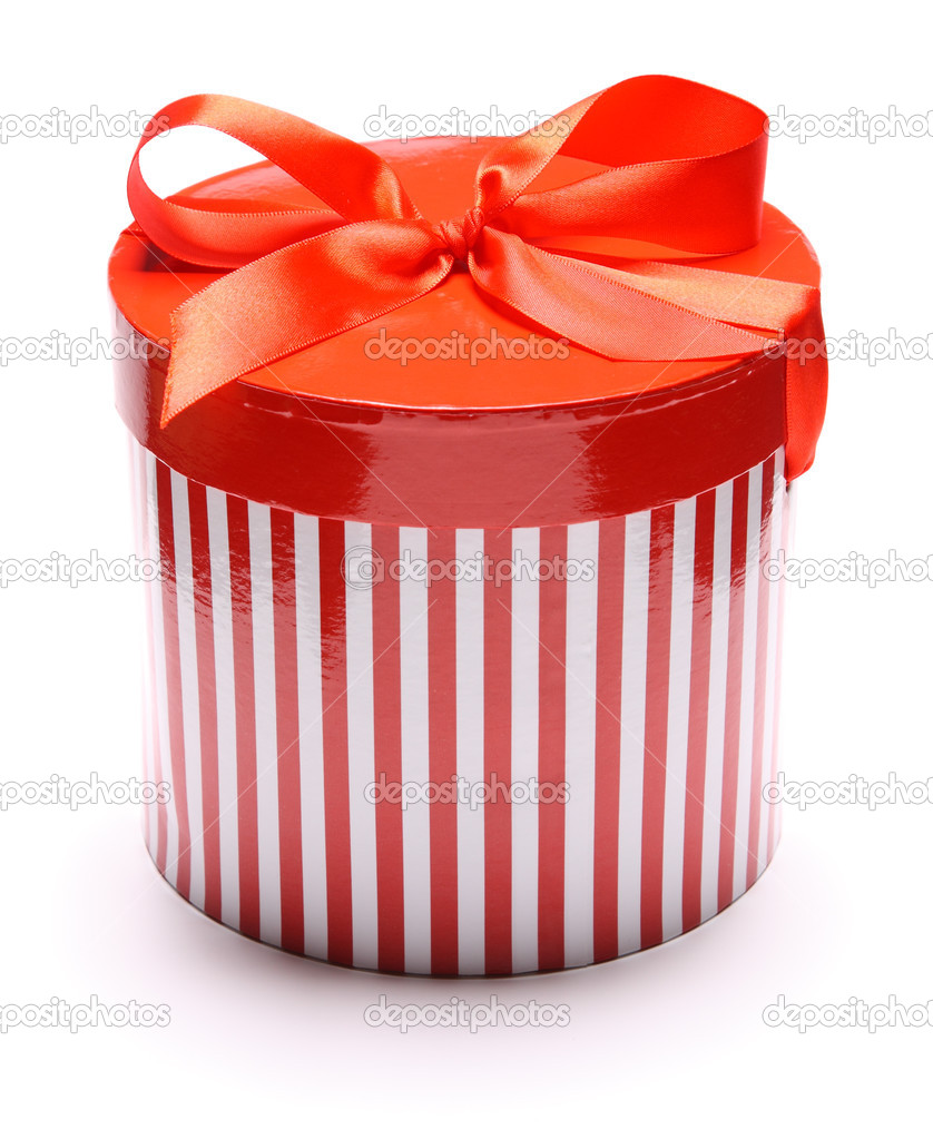 Image of striped giftbox isolated on white background