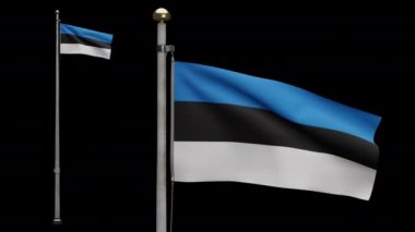 3D illüstrasyon Alpha Estonya bayrağı rüzgarda dalgalanıyor. Estonya afişini kapat, yumuşak ve pürüzsüz ipek. Kumaş kumaş dokusu, Asteğmen. Ulusal gün ve ülke etkinlikleri kavramı.