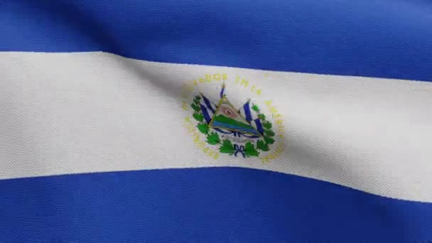 Сальвадорський Прапор Махає Вітром Закріплений Банер Сальвадора Який Гладенький Шовк — стокове відео
