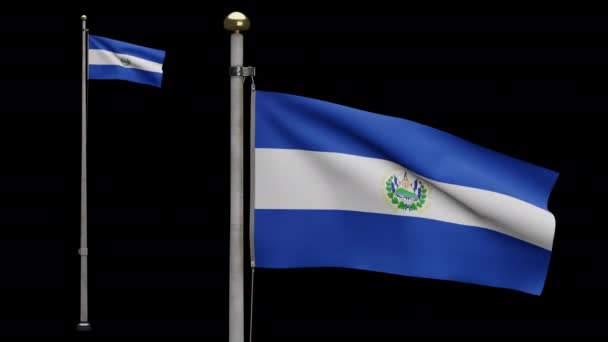 Ілюстрації Альфа Сальвадорський Прапор Розмахуючи Вітром Закріплений Банер Сальвадора Який — стокове відео