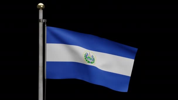 Ілюстрації Альфа Сальвадорський Прапор Розмахуючи Вітром Закріплений Банер Сальвадора Який — стокове відео