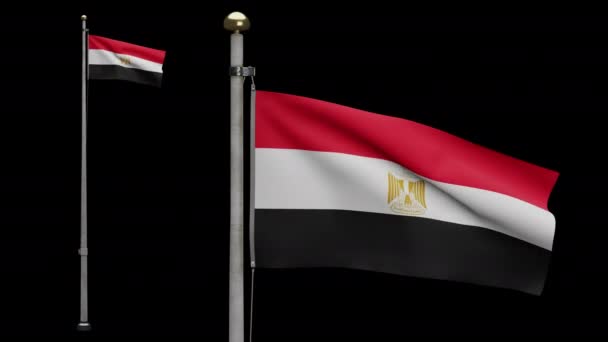 Boyutlu Illüstrasyon Rüzgarda Dalgalanan Mısır Bayrağı Mısır Afişini Kapat Yumuşak — Stok video
